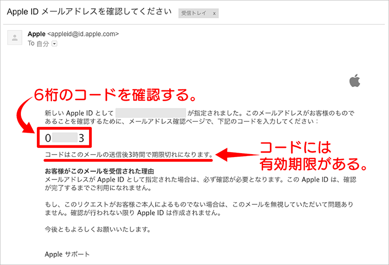 Appleサポートからのメール内容