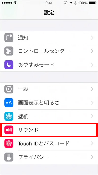 iPhoneの設定画面